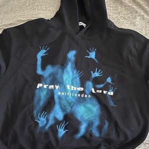 Aelfric Eden abstraction shadow print black hoodie.